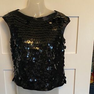 Vintage 60’s Miss Ruth Black All Sequins Beaded Wool Top Hong Kong M